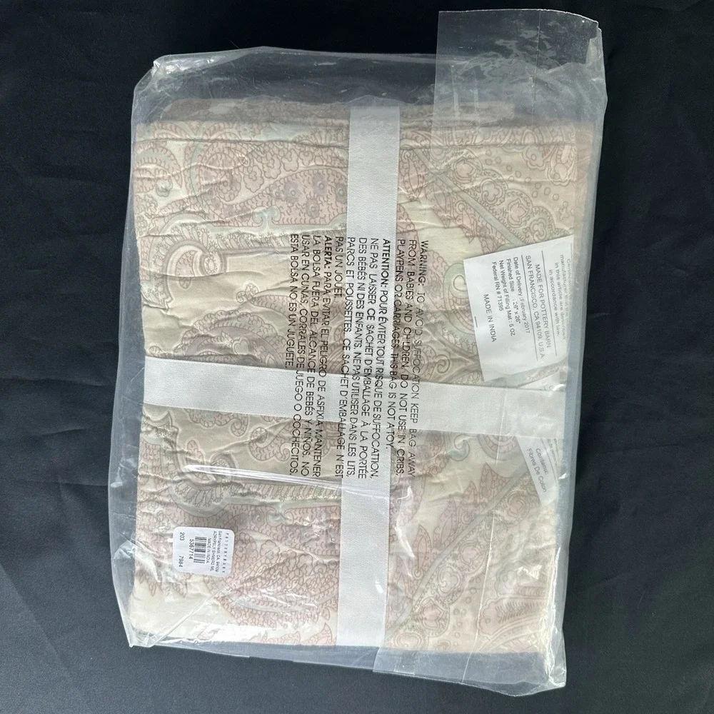 Pottery‎ Barn Audrey Paisley Quilted Euro Sham 26X26 Pink Mauve Pastel NWT